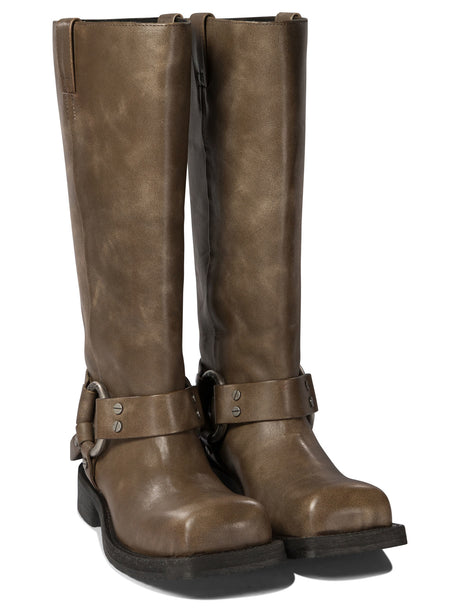 ACNE STUDIOS Chic Beige Leather Buckle Boots