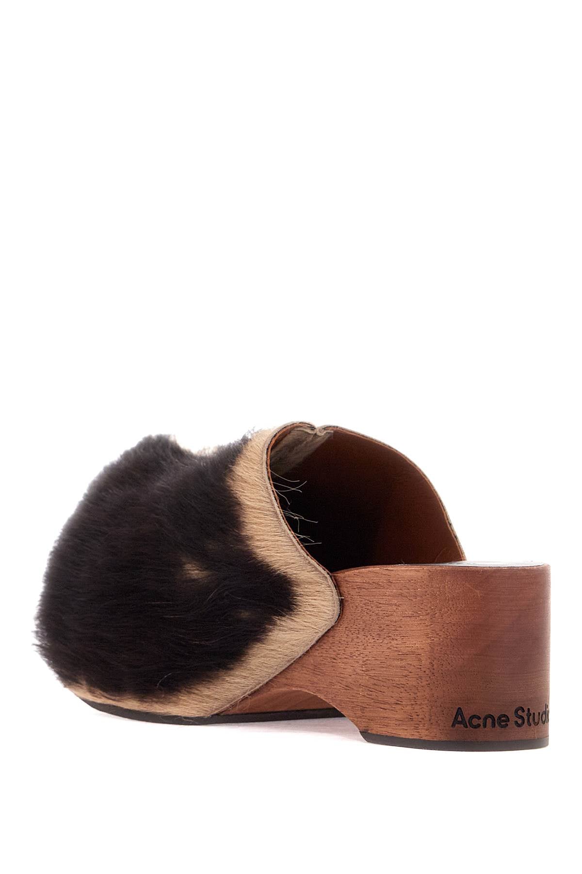 ACNE STUDIOS Two-Tone Pony Hair Wooden Clogs