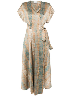 PIERRE LOUIS MASCIA Floral Printed Silk Long Dress