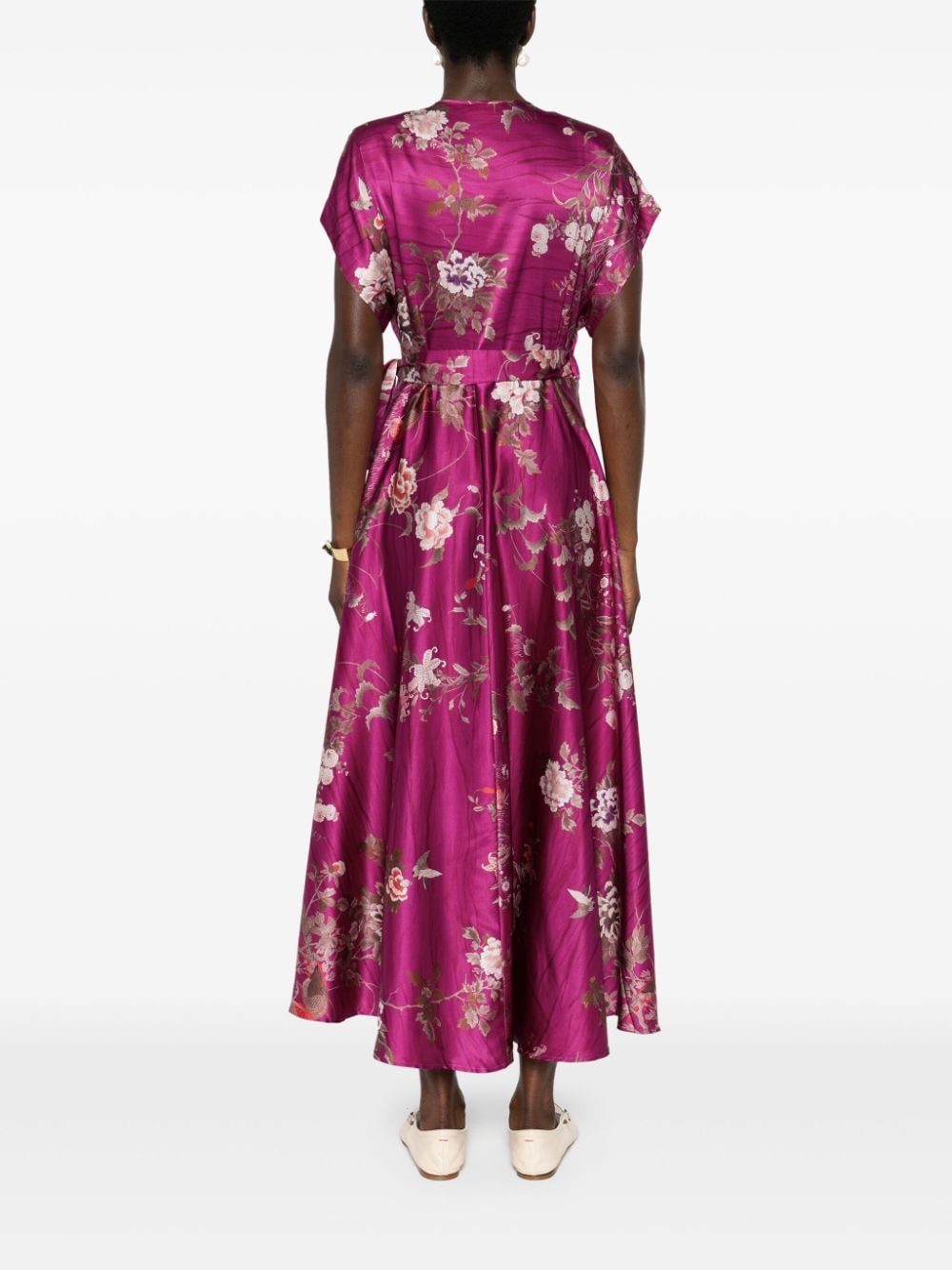 PIERRE LOUIS MASCIA Floral Printed Silk Long Dress