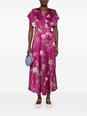 PIERRE LOUIS MASCIA Floral Printed Silk Long Dress