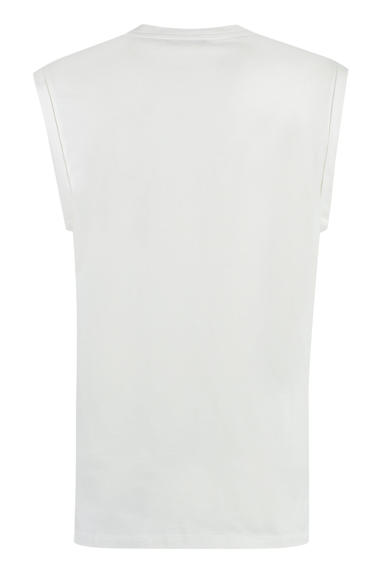 BALMAIN White Cotton Tank Top with Embellished Buttons and Ribbed Neckline for Women