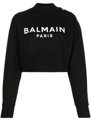 BALMAIN Modern Classic Logo Sweatshirt in Noir/Blanc