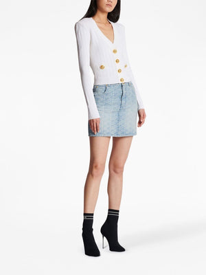 BALMAIN Cozy Knit Crop Cardigan for Women - Modern and Chic