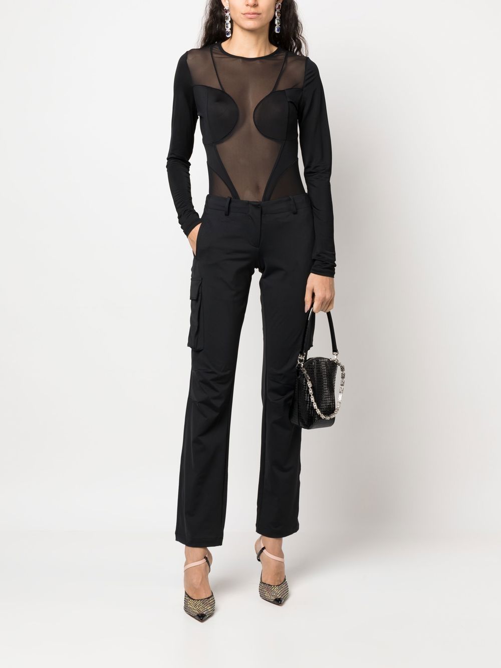 BALMAIN Semi-Sheer Panelled Top for Modern Evening Look