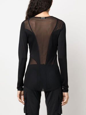 BALMAIN Semi-Sheer Panelled Top for Modern Evening Look