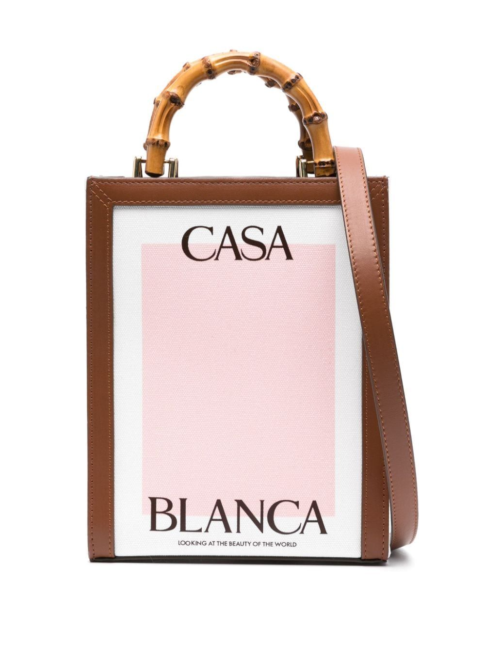 CASABLANCA Mini Casa Brown Cotton-Leather Tote Handbag for Women Fall/Winter 2023