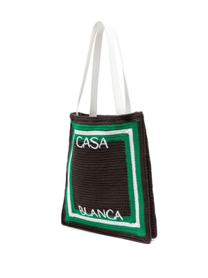 CASABLANCA Sophisticated Logo-Embroidered Crochet Tote Handbag for Women