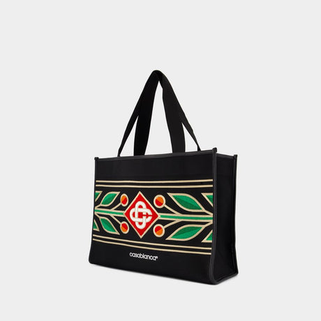 CASABLANCA Embroidered Knit Shopper Handbag