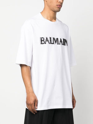 BALMAIN Sparkling Crystal Logo T-Shirt for Men - SS23 Collection