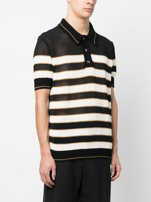 BALMAIN Mini Stripe Knit Polo Shirt