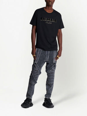 BALMAIN Foil and Flock T-Shirt for Men - SS23 Collection