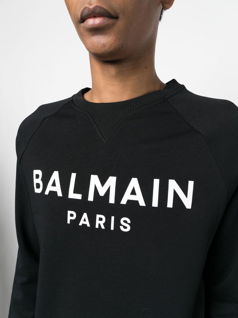 BALMAIN Classic Black Crew-Neck Sweatshirt for Men