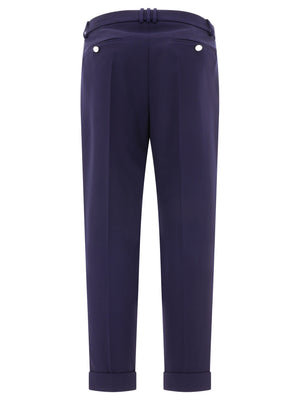 BALMAIN Navy Blue Wool Tailored Trousers for Men - FW24 Collection