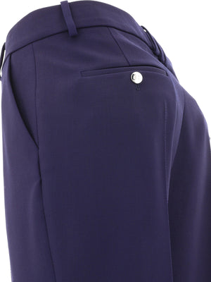 BALMAIN Navy Blue Wool Tailored Trousers for Men - FW24 Collection