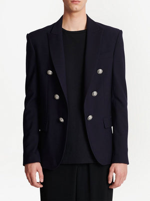 BALMAIN Navy 6 Button Jacket for Men - SS24 Collection