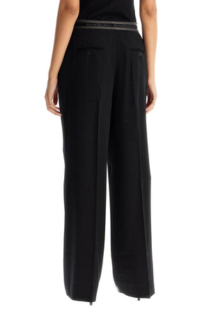 ACNE STUDIOS Elegant Wide-Leg Twill Pants with Stretch Waistband