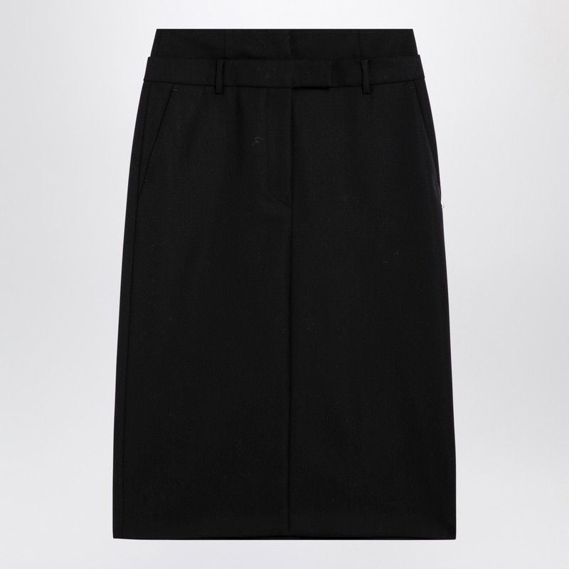 MAX MARA SPORTMAX Chic Black Wool Midi Skirt for Women