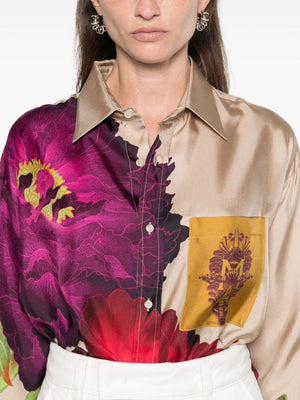 PIERRE LOUIS MASCIA Floral Print Silk Shirt for Women - SS24