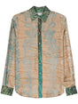 PIERRE LOUIS MASCIA Floral Silk Shirt - Almond Beige and Multicolor Women's Fashion