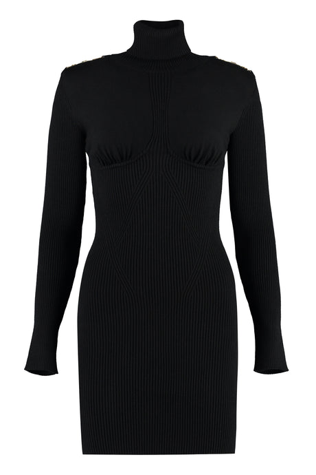 ELISABETTA FRANCHI Knit Turtleneck Dress in Black for Women - FW23 Collection