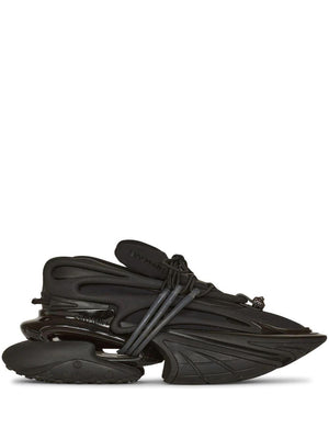 BALMAIN Raven Noir Neoprene and Leather Sneakers for Men