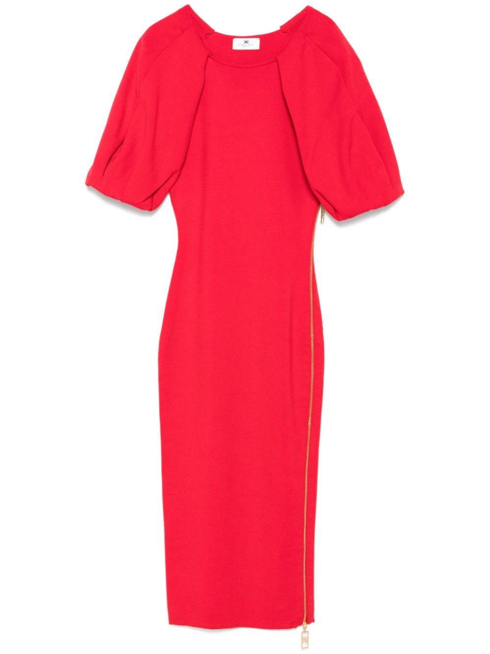 ELISABETTA FRANCHI Zip-Detail Cardinal Red Midi Dress for Women