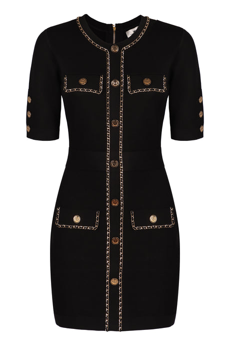 ELISABETTA FRANCHI Chic Chain-Trimmed Mini Dress