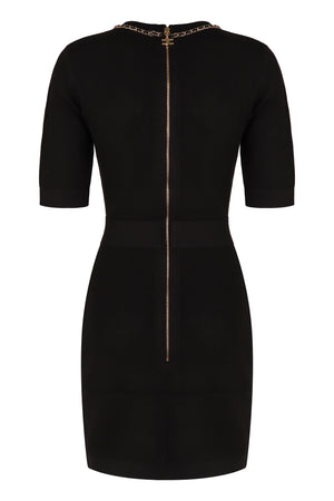 ELISABETTA FRANCHI Chic Chain-Trimmed Mini Dress