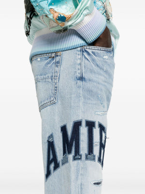 AMIRI Varsity Logo Repair Straight Leg Jeans