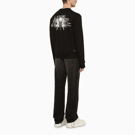 AMIRI Men's Black Crewneck Sweatshirt with Logo Print