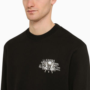 AMIRI Men's Black Crewneck Sweatshirt with Logo Print