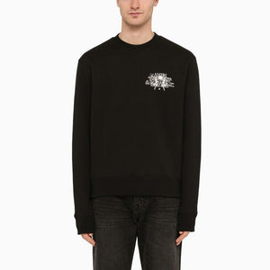 AMIRI Men's Black Crewneck Sweatshirt with Logo Print