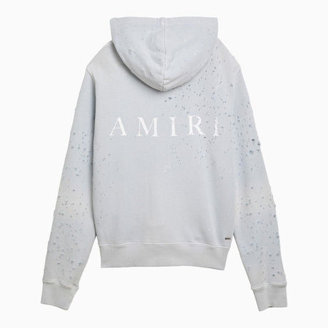 AMIRI Light Gray Hoodie with Wear and Tear for Men - SS24 Collection