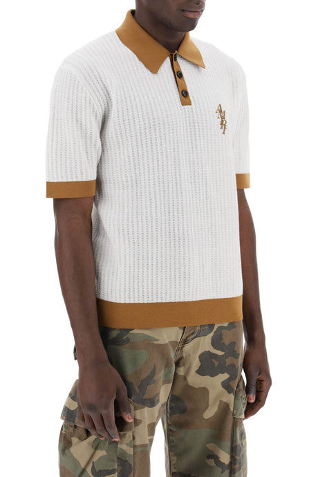 Áo polo phông với logo thêu và ruy-băng bo khuy áo cho nam