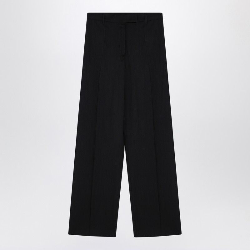 MAX MARA SPORTMAX Wide Leg Black Wool Trousers for Women