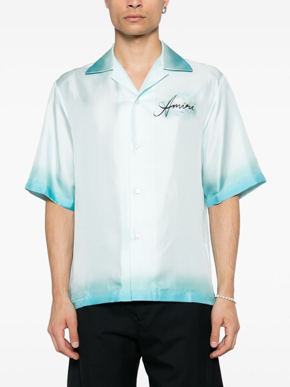 AMIRI Cerulean Resort Club Silk Bowling Shirt