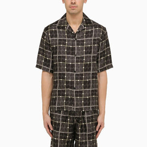 AMIRI Men's Black Silk Printed Short Sleeve Shirt