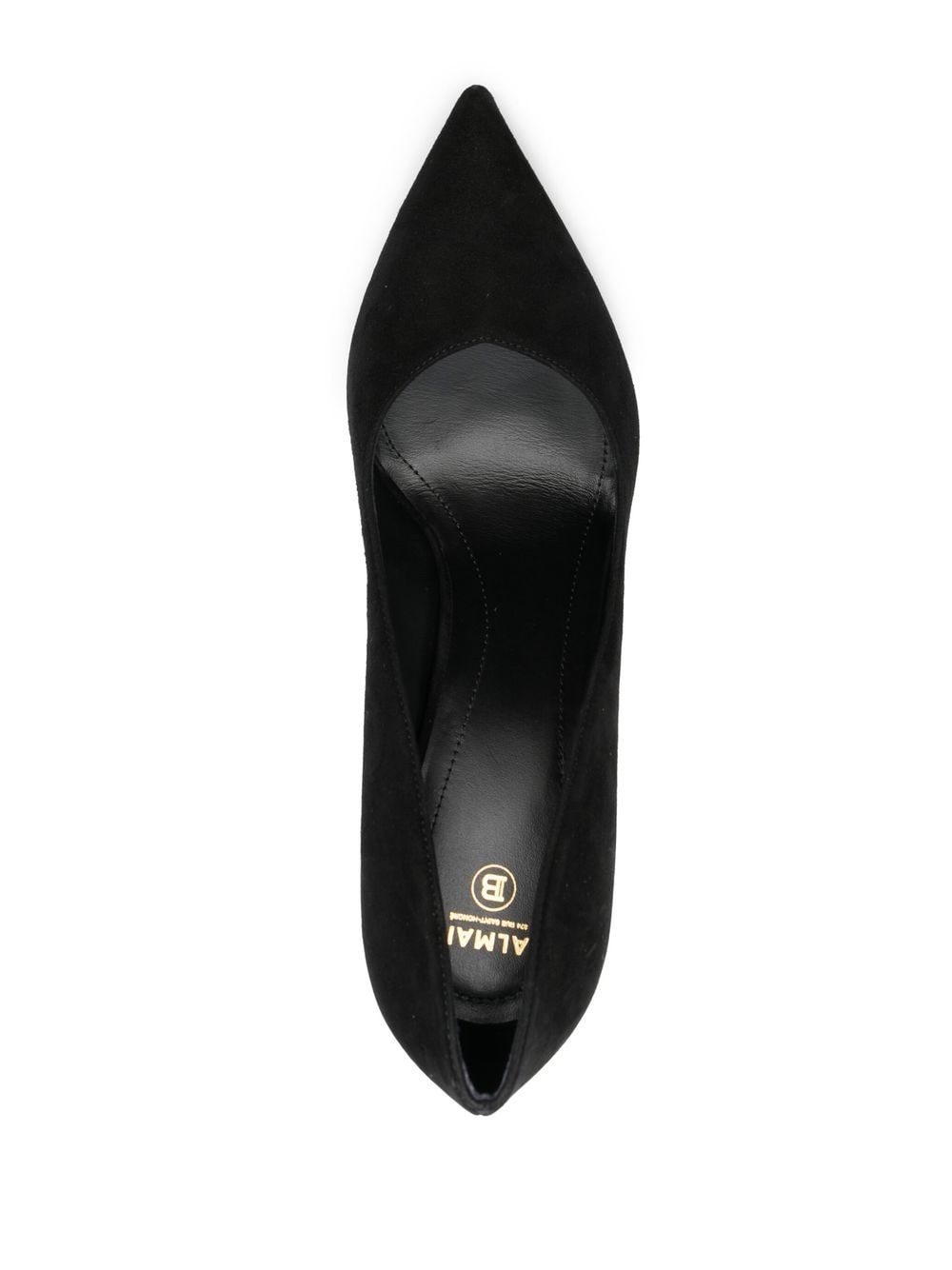 BALMAIN Gold-Tone Leather Pointed Pumps in Noir for Women