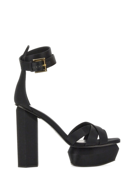 BALMAIN Platform Sandal with Geometric Design and 14 CM Heel