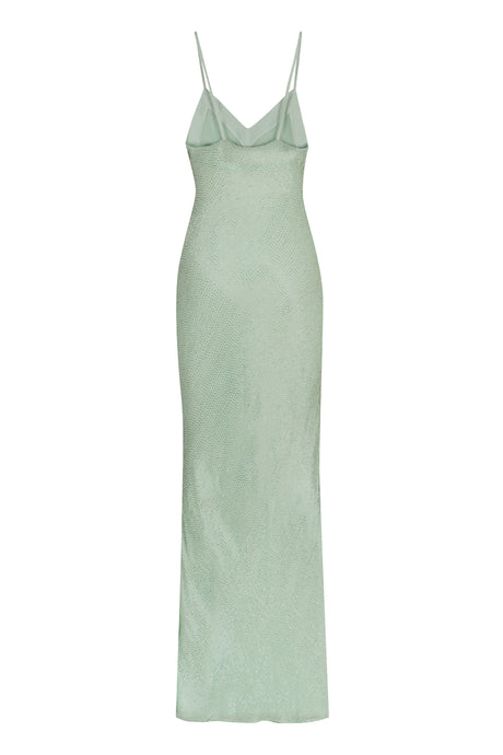 ELISABETTA FRANCHI Green Embellished Velvet Dress
