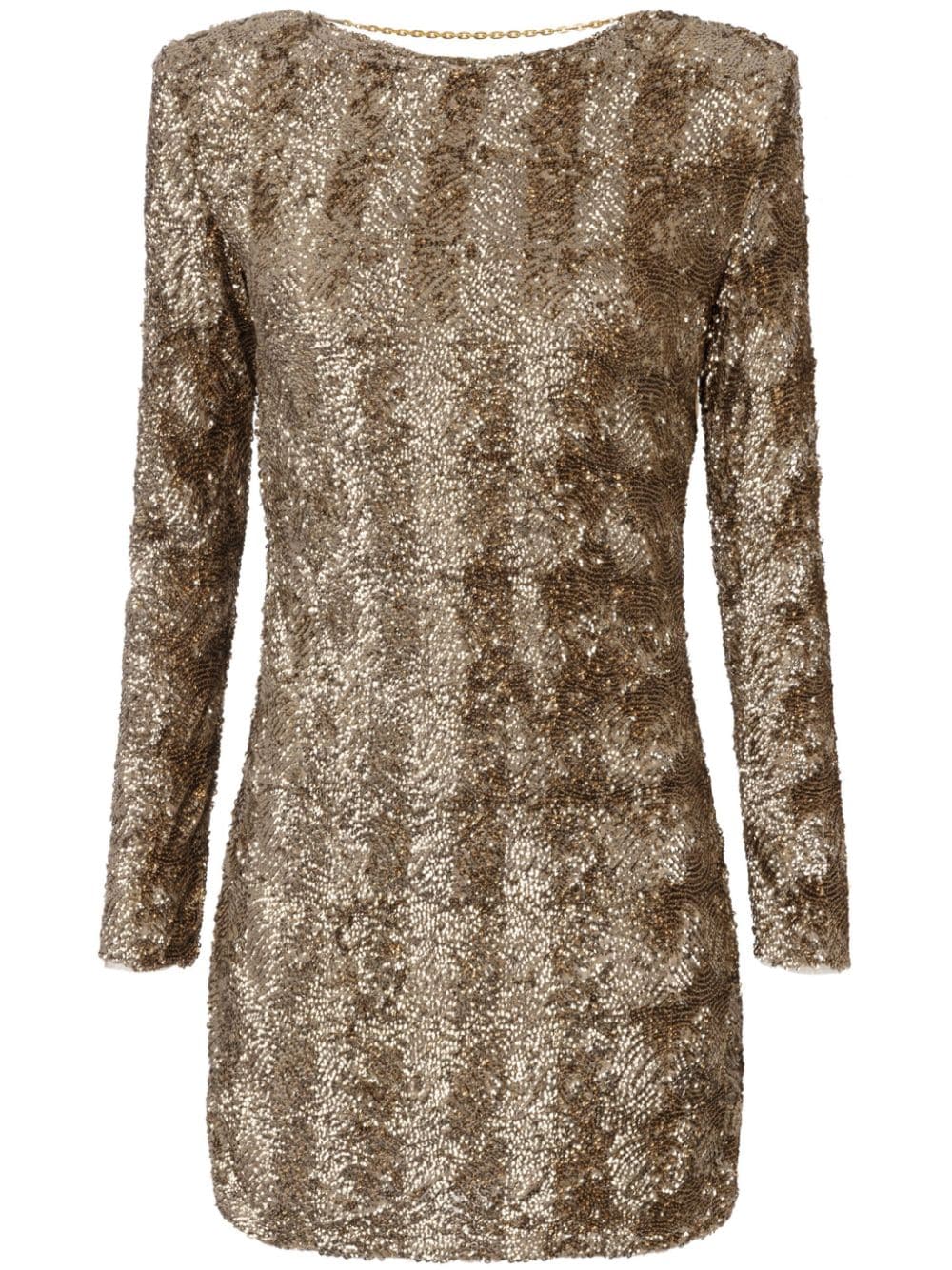 ELISABETTA FRANCHI Thigh-Length Sequin Tulle Dress with Shoulder Pads