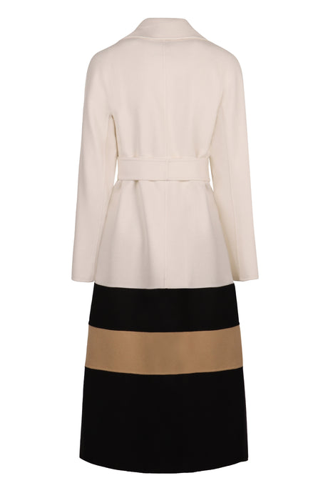 MAX MARA STUDIO Wool Color Block Jacket with Coordinated Waist Belt