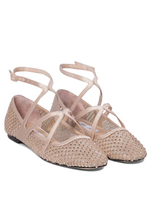 JIMMY CHOO Elegant Crystal Mesh Ballerinas for Women