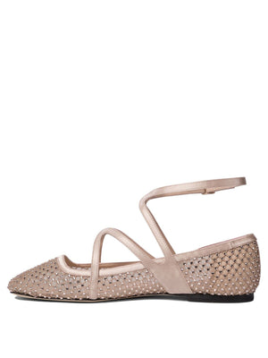 JIMMY CHOO Elegant Crystal Mesh Ballerinas for Women