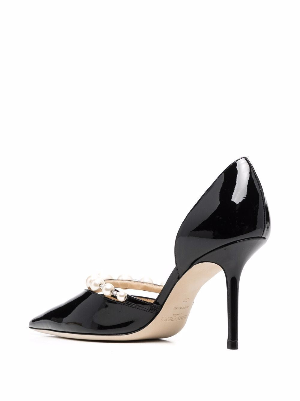 JIMMY CHOO Elegant 85MM Patent Leather Pumps with Pearls