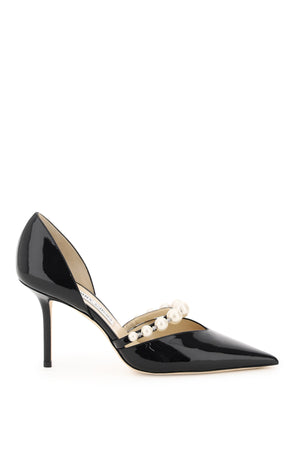 JIMMY CHOO Elegant 85MM Patent Leather Pumps with Pearls