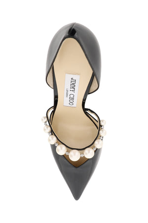 JIMMY CHOO Elegant 85MM Patent Leather Pumps with Pearls