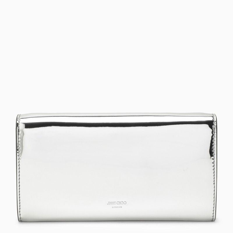 JIMMY CHOO Silver Leather Chain Wallet for Women - SS24 Collection