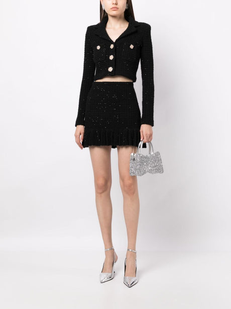 SELF-PORTRAIT Black Sequin Mini Skirt for Women